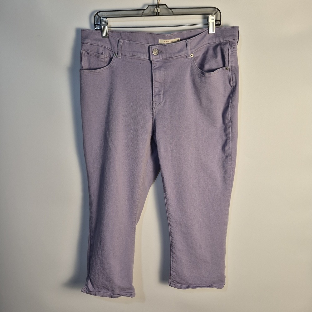 Levi's Vintage Y2K 32 Retro Lavender Pastel Capri Pants Stretch Denim - Picture 1 of 5